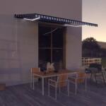 vidaXL Copertină cu senzor vânt & LED, albastru & alb, 500x300 cm (3051283)