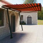 vidaXL Copertină retractabilă manual & stâlpi, portocaliu/maro 4, 5x3 m (3070160) - vidaxl