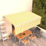 vidaXL Copertină retractabilă automat cu stor, galben&alb, 5x3 m (3069348) - vidaxl
