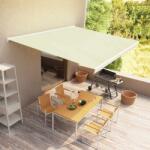 vidaXL Copertină manuală tip casetă, crem, 300 x 250 cm (3052669)