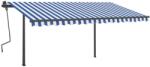 vidaXL Copertină retractabilă manual cu LED, albastru & alb, 4x3, 5 m (3070221)