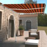 vidaXL Copertină automată senzor vânt&LED, portocaliu/maro, 350x250 cm (3069535)
