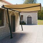 vidaXL Copertină retractabilă automat, cu stâlpi, galben/alb, 4, 5x3 m (3070168)