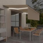 vidaXL Copertină retractabilă automat stor&LED&senzor vânt crem 5x3m (3069472)