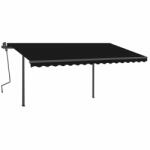 vidaXL Copertină retractabilă automat, cu stâlpi, antracit, 4x3, 5 m (3070229)