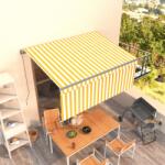 vidaXL Copertină retractabilă manual cu stor, galben & alb, 3x2, 5 m (3069378)