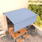 vidaXL Copertină retractabilă automat cu stor, albastru&alb, 4, 5x3 m (3069446) - vidaxl