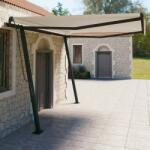 vidaXL Copertină retractabilă automat, cu stâlpi, crem, 4x3 m (3070147)