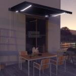vidaXL Copertină retractabilă cu senzor vânt & LED antracit 450x300 cm (3051258)