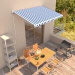 vidaXL Copertină retractabilă manual, albastru și alb, 350 x 250 cm (3051209)