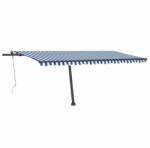 vidaXL Copertină autonomă retractabilă automat albastru&alb 500x300 cm (3069786) - vidaxl