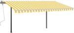 vidaXL Copertină retractabilă manual cu LED, galben & alb, 4x3, 5 m (3070223)