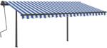 vidaXL Copertină retractabilă manual, cu LED, albastru & alb 4, 5x3, 5 m (3070241)