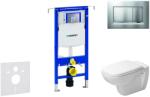 Geberit Duofix - Modul pentru WC suspendat cu clapetă Sigma30, crom mat/crom + Duravit D-Code - WC și capac Rimless, SoftClose 111.355. 00.5 NH7 (111.355.00.5 NH7)