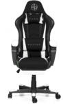 Guru Master GM2-W-L kényelmes főnöki gamer szék forgószék lábtartóval, Műbőr-textil, 100 kg, Fekete-fehér (GM2-W-L)