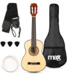 Max Music SoloArt Junior 1/4 Klasszikus gitár (tartalék nylon húr, hangoló, hordtáska, pengető) - Natúr