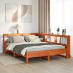 vidaXL barna tömör fenyőfa könyvespolcos ágy matrac nélkül 135 x 190cm (3324438)