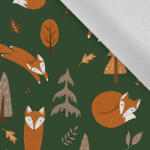 Takoy Rugalmas téli softshell őszi rókák sötétzöld alapon - nagyított minta