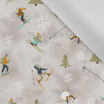 Takoy Rugalmas téli softshell síelők a lejtőn szürke alapon - nagyított minta