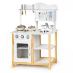 ECOTOYS Bucatarie din lemn pentru copii Ecotoys cu accesorii TK040A - Alb cu natur (EDITK040A-WHITE) Bucatarie copii
