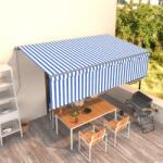 vidaXL Copertină retractabilă manual cu stor, albastru&alb, 5x3 m (3069456)