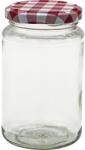 Gastro 6 darabos 370 ml-es befőttesüveg készlet, kockás mintájú fedéllel
