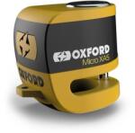 OXFORD Micro XA5 Tárcsafékzár, integrált riasztó, sárga / fekete, csapátmérő 5, 5 mm