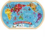 Tooky Toy Tooky Toy: Puzzle hartă mondială cu animale, din lemn - 36 piese (TY123)