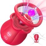 SuperLove 3in1 Rose Vibrator Sucking & Licking & Vibrating Red Vibrator