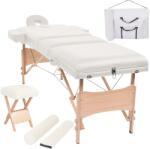 vidaXL 3 zónás fehér összecsukható 10 cm-es masszázsasztal és zsámoly (110156)