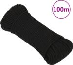 vidaXL fekete poliészter munkakötél 3 mm 100 m (152799)