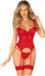 Obsessive Amor Cherris - set dantelă cu portjartier (roșu) - L/XL (26204723131)