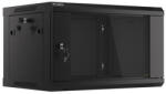 Lanberg 19" fali rack szekrény 6U/600X450 üvegajtó, lapraszerelt, fekete V2 (WF01-6406-10B)