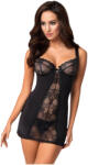 Obsessive Heartina - Chemise și tanga (negru) - L/XL