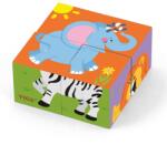 Viga Toys Cuburile de puzzle din lemn pentru cei mai mici, Viga Zoo