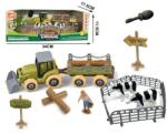 Pro Cart Set de constructie Ferma, tractor cu remorca, animale, indicatoare, figurina fermier