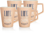 BANQUET Set 4 căni din ceramică Banquet LIFECOFFEE, 450 ml, roz