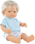 Miniland Papusa baiat caucazian blond 38 cm cu tricoul bleu, corp parfumat, colectia My Friends and Me (ML33201) - roua Papusa