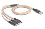 Delock Cablu de date Delock 3-in-1 88158, USB-A male - Lightning/Micro USB/USB-C, 1.20m, Clear (88158)