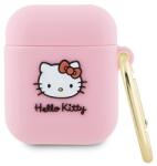 Hello Kitty szilikon 3D Kitty Head tok AirPods 1/2-hez - rózsaszín