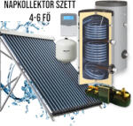 Napcsap 4-6 fő részére napkollektoros rendszer: 30 vákuumcsöves napkollektor + 300 literes 2 hőcserélős Sunystem álló bojler + szivattyú állomás + vezérlés + tágulási tartály (SZETT_4-6_30VCS_300_SUN)
