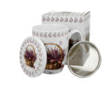 Duo Gift Porcelánbögre tetővel, fémszűrővel, 360ml, dobozban, Lavender (53722)