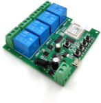 Smartwise 5V-32V négy áramkörös, Zigbee + RF NO/NC okosrelé, kontakt kapcsolással, impulzus üzemmóddal (SMW-REL-532V-4RF-ZB)