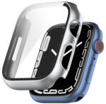  Műanyag tok védőüveggel Apple Watch 9 / 8 / 7 (45mm) ezüsthöz