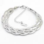 Elegance elegáns különleges fonott mintás nemesacél karlánc ezüst fazonban 11 mm széles 17, 5 cm hosszú plusz a segédlánc 6 cm (CSA1311-1)