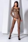 Passion Catsuit Crotchless Plasa Elastica, Negru, S-L