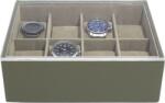Stackers Cutie mică pentru ceasuri Stackers Pebble Classic cu 8 compartimente măslinie cu capac mic (74570)