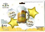 Ante Europe kft Fólia lufi szett sör, csillag, gömb Happy Birthday 5db (1685248201892)