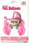 Ante Europe kft Fólia léggömb babakocsi és 4db rózsaszín gumi lufi (1685248201687)
