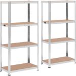 MSW Nagy teherbírású polc - 80 x 40 x 160 cm - 4 x 80 kg - Szürke - 2 db (MSW-STSH-26)